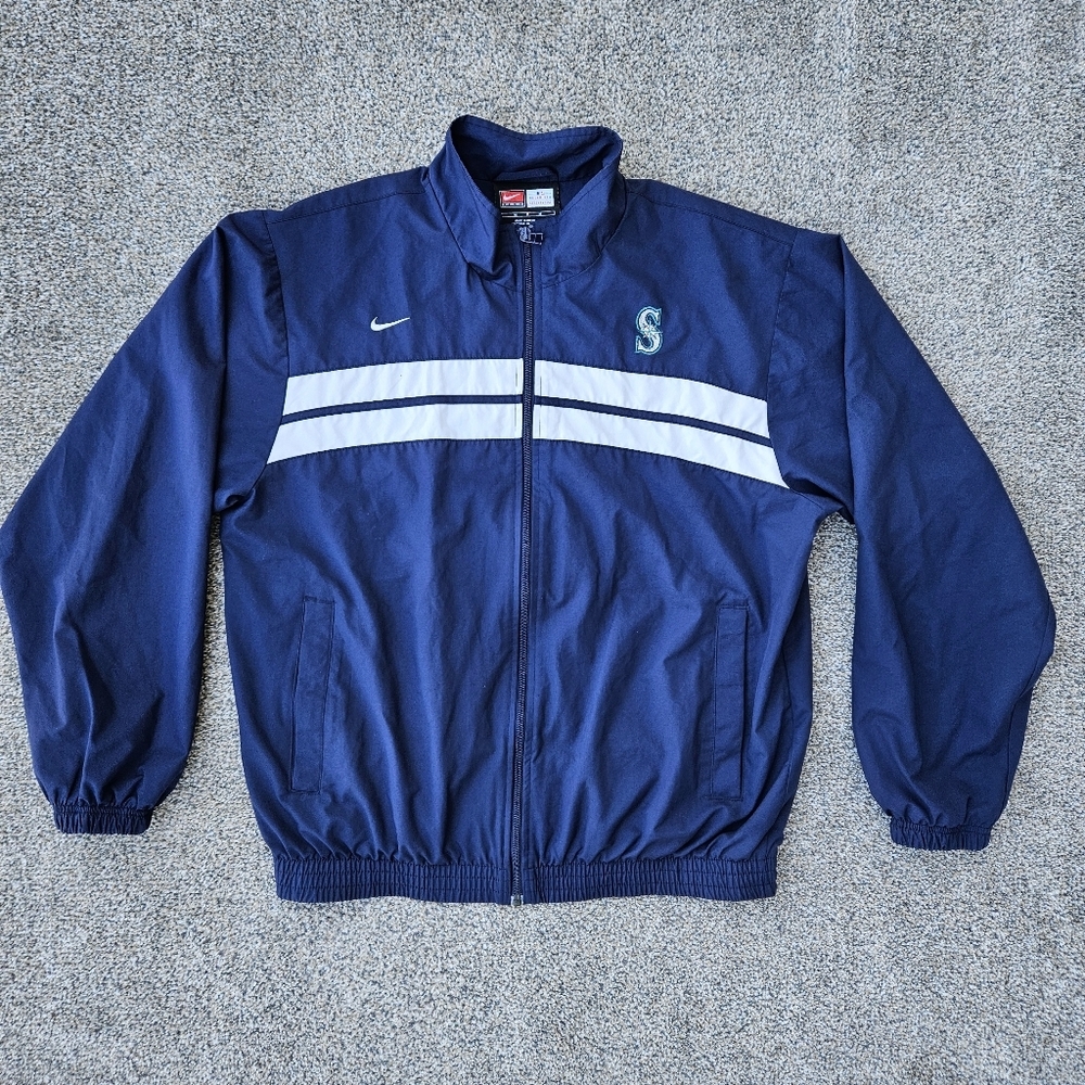 MLB Nike Team Apparel Jacket Seattle Mariners Embroidered Nylon Zip Up Vintage M